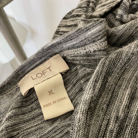 ANN TAYLOR LOFT Cardigan Sweater XL long line Black/ White Space Dyed Open Front - Picture 4 of 9